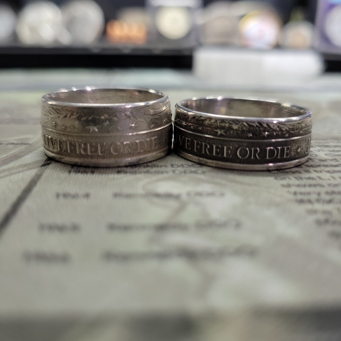 DON'T TREAD ON ME, LIVE FREE OR DIE coin ring