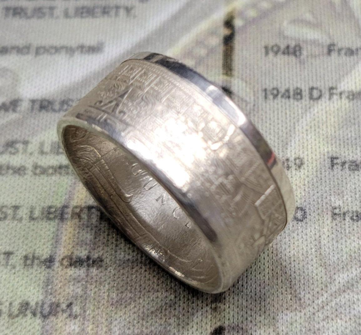 Large Aztec calendar coin ring