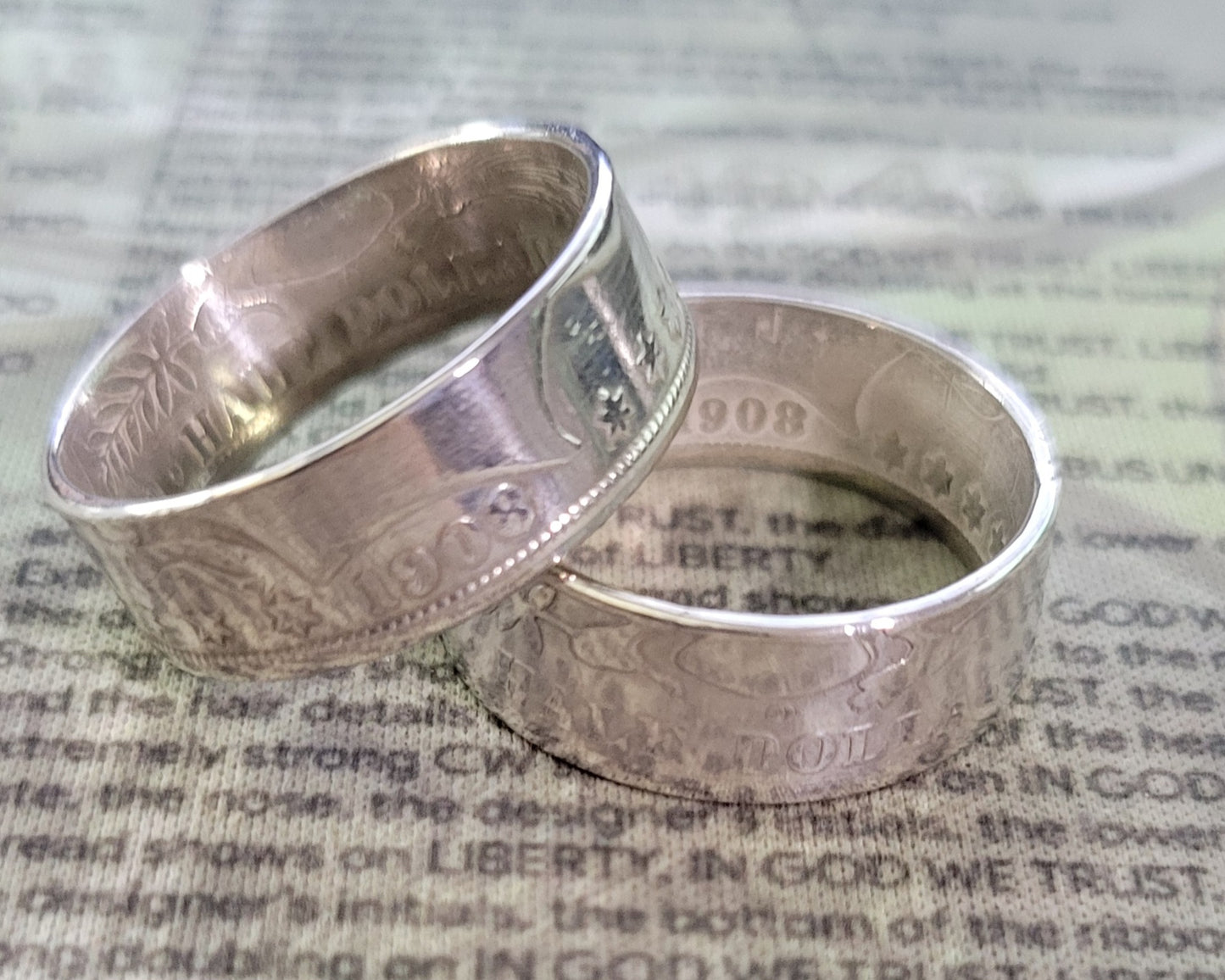 Barber half dollar coin ring