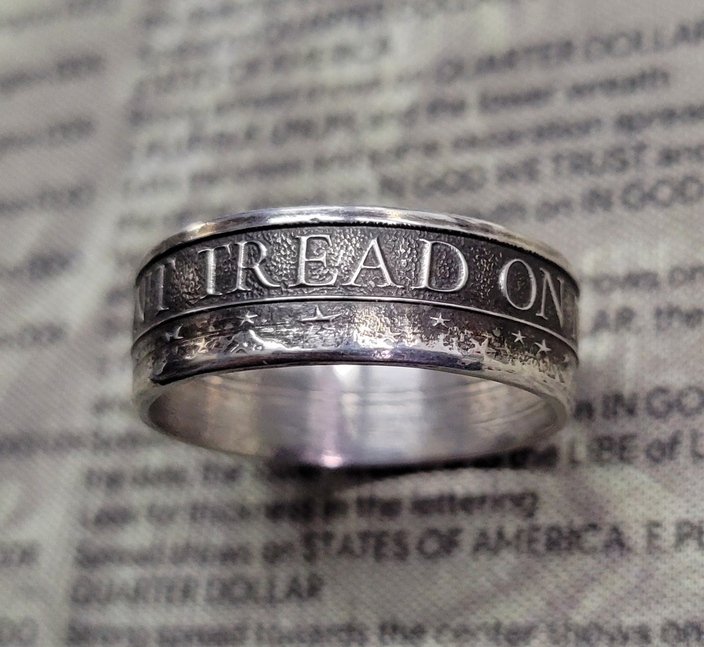 DON'T TREAD ON ME, LIVE FREE OR DIE coin ring