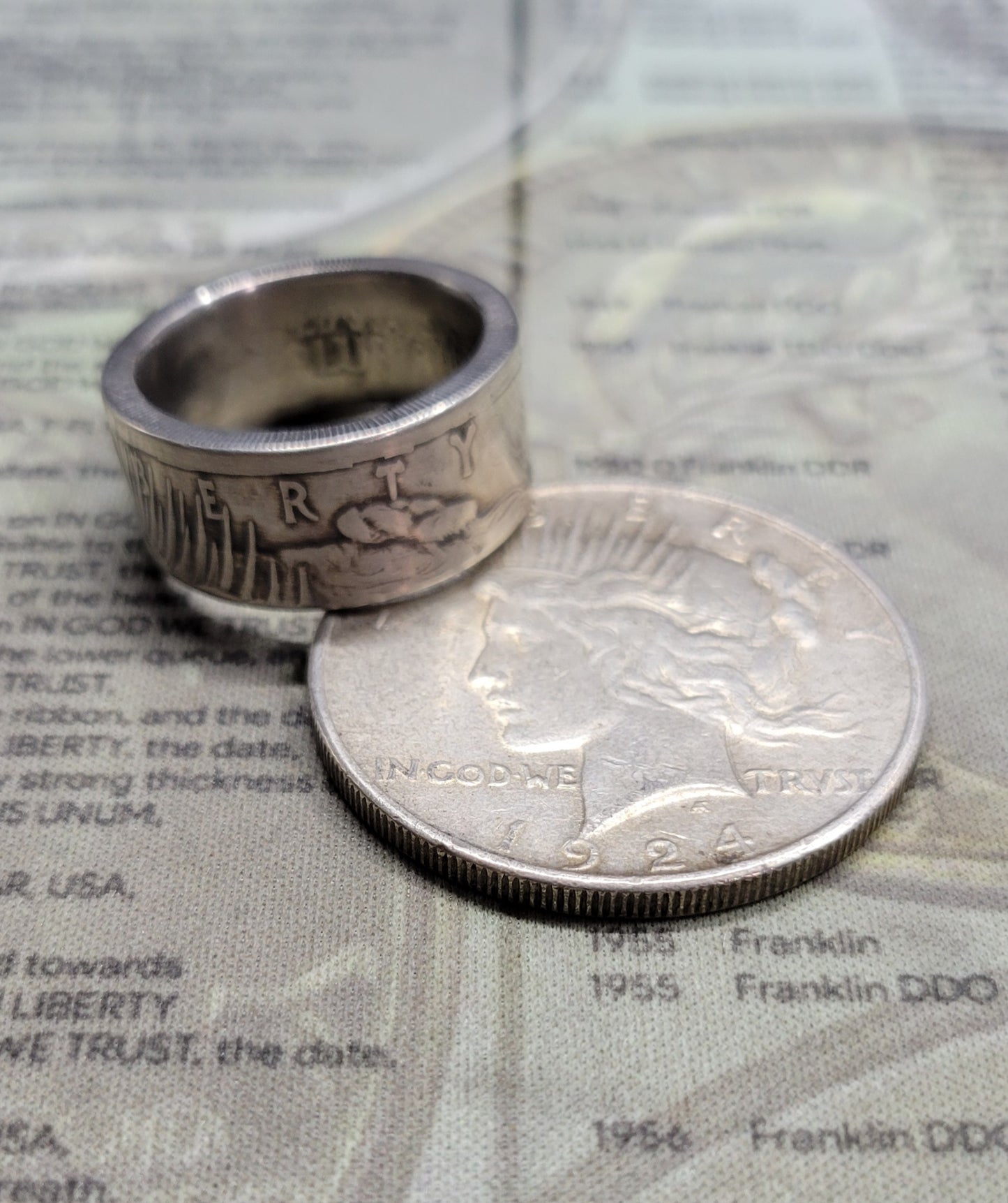 Peace Dollar coin ring