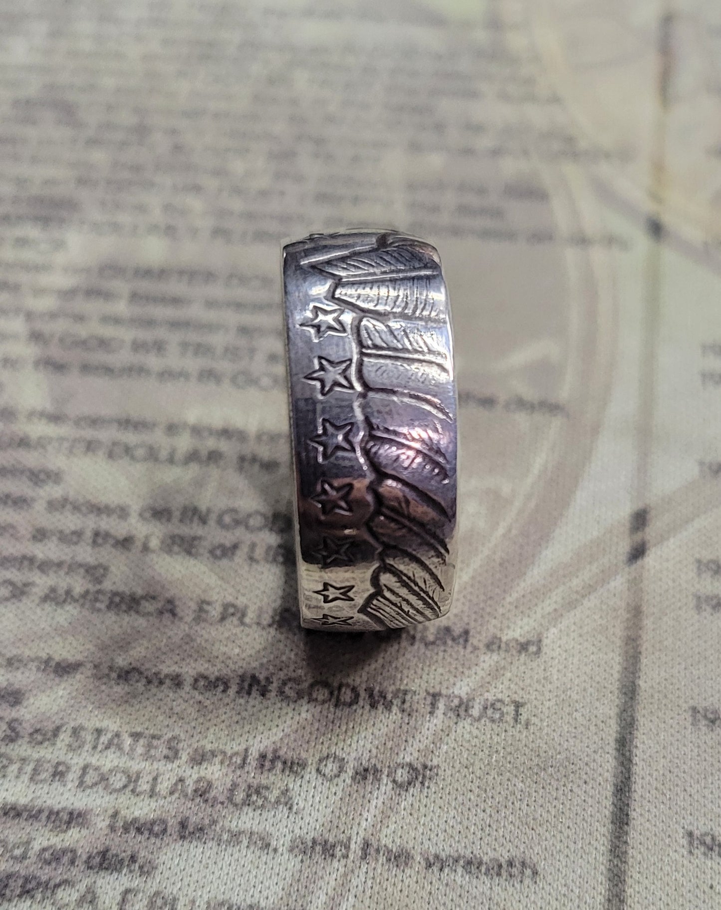 Incuse Indian silver bullion coin ring