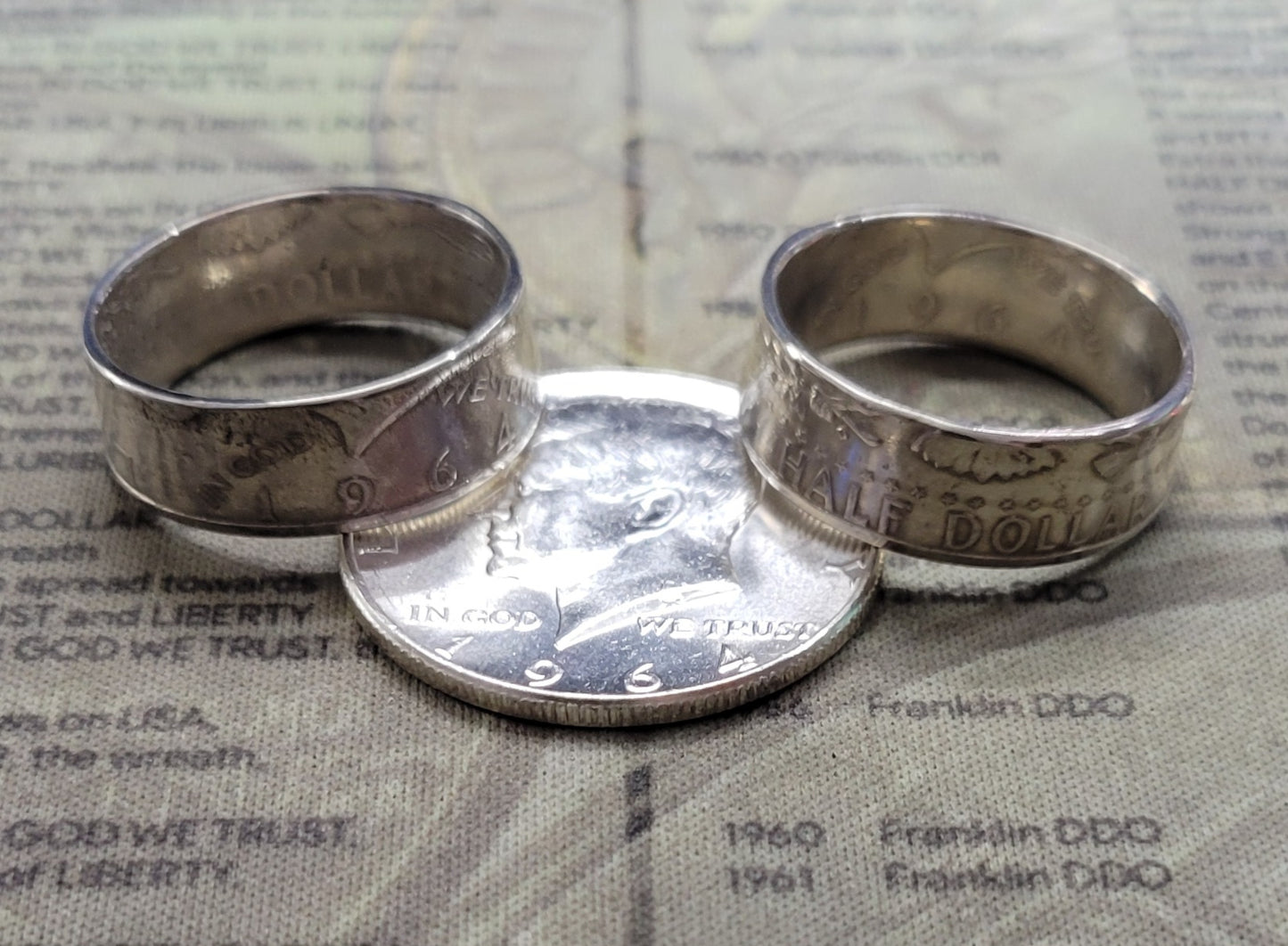 1964 Kennedy half dollar coin ring
