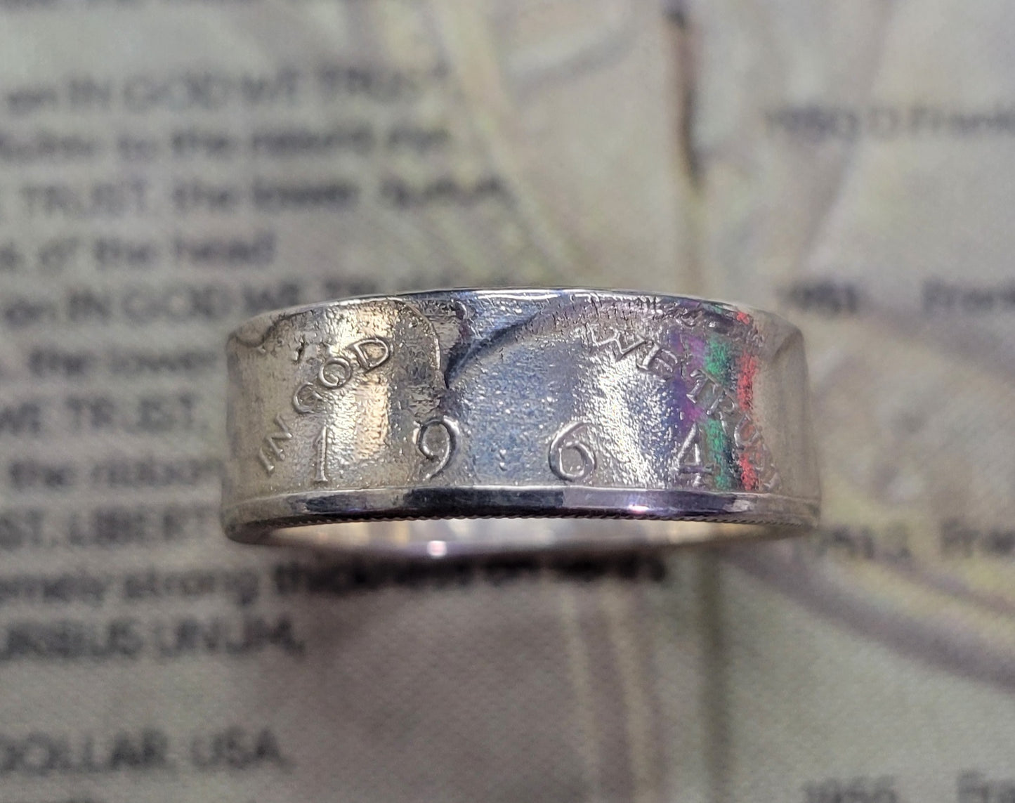 1964 Kennedy half dollar coin ring