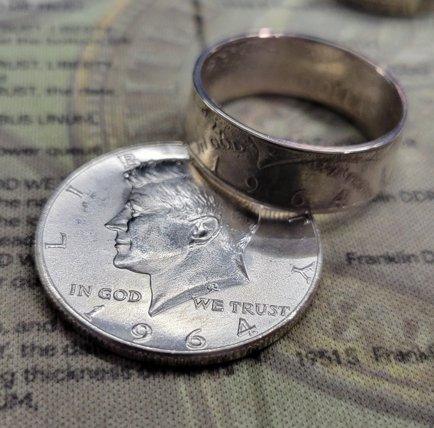 1964 Kennedy half dollar coin ring