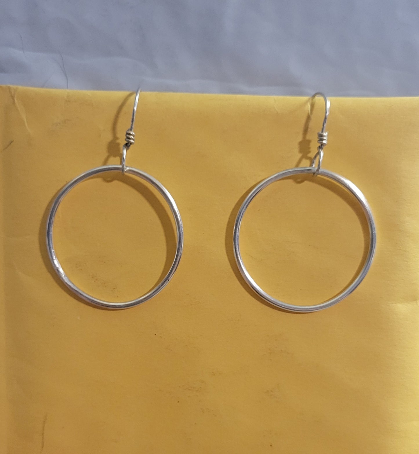 Handcrafted solid 92.5% silver dangle hoop earrings