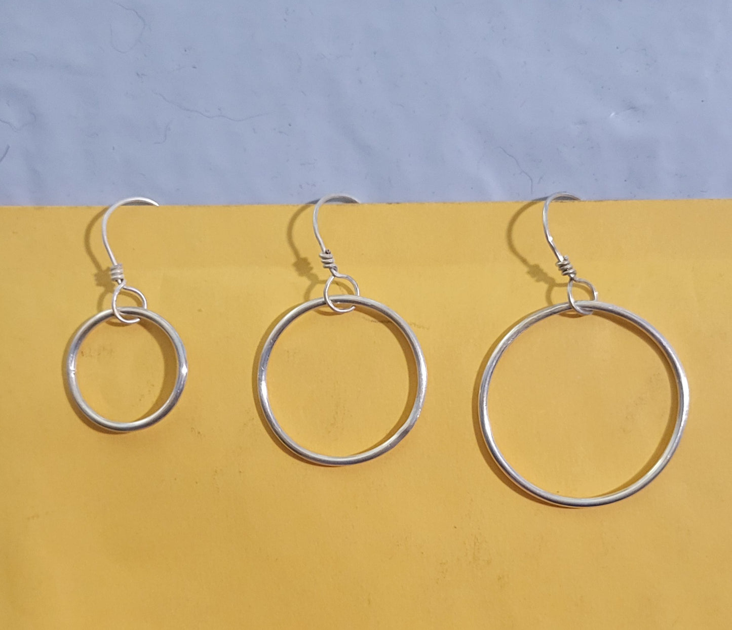 Handcrafted solid 92.5% silver dangle hoop earrings