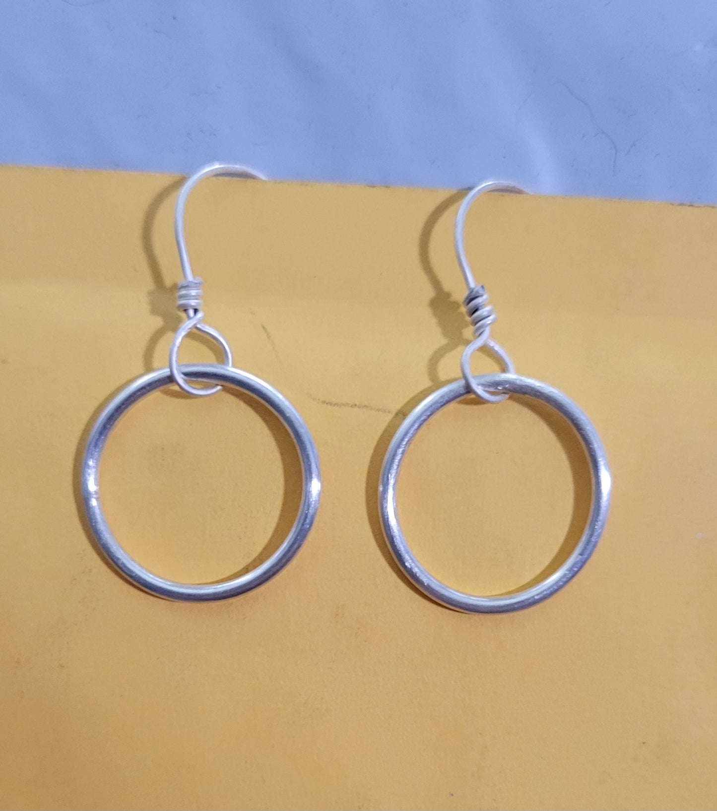 Handcrafted solid 92.5% silver dangle hoop earrings
