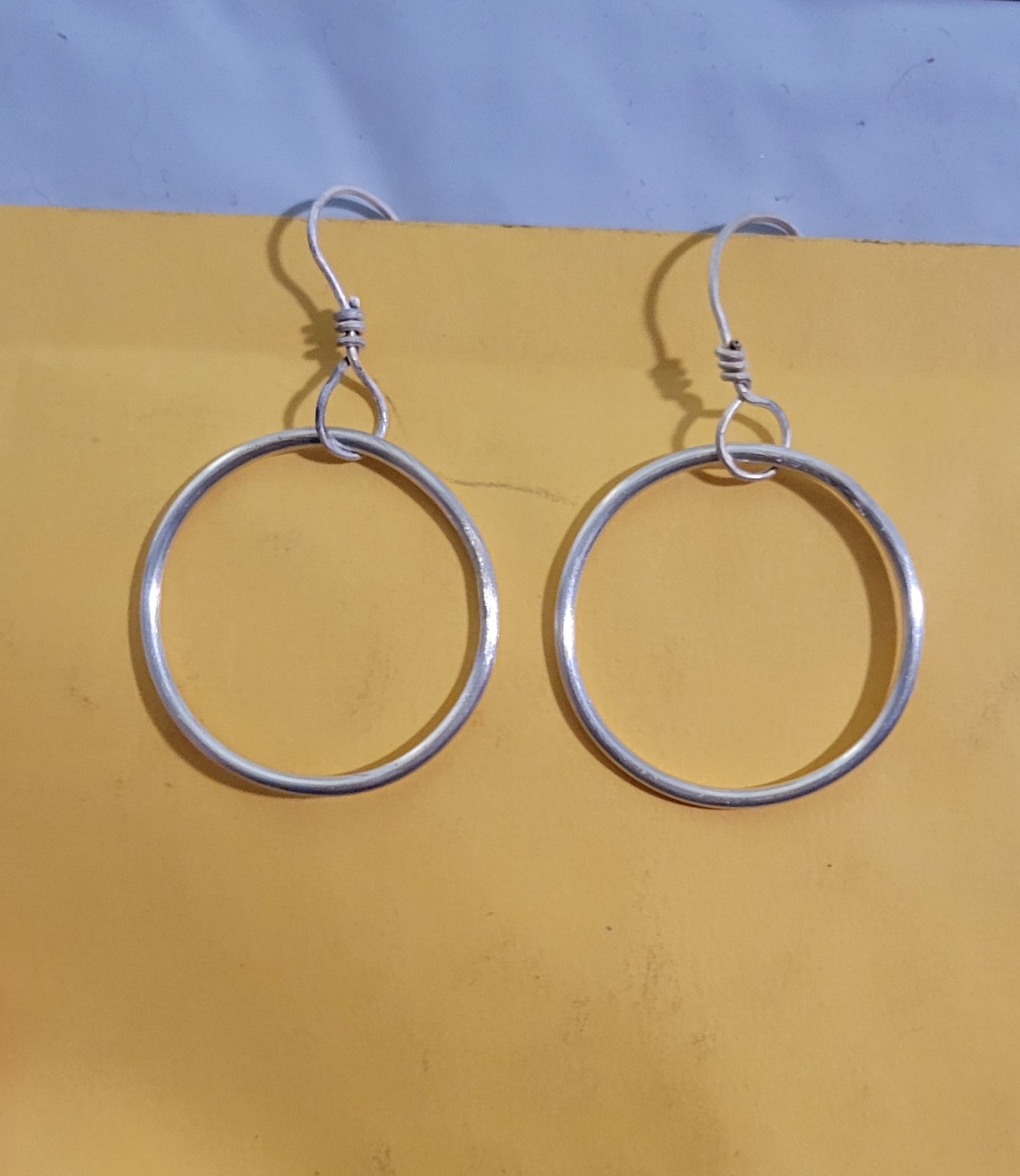 Handcrafted solid 92.5% silver dangle hoop earrings