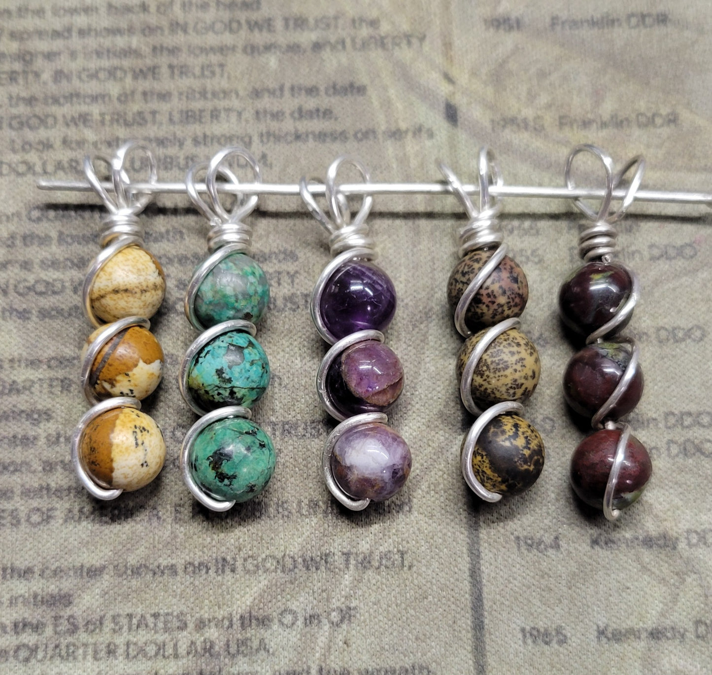 Round Gemstone Wrapped Pendant