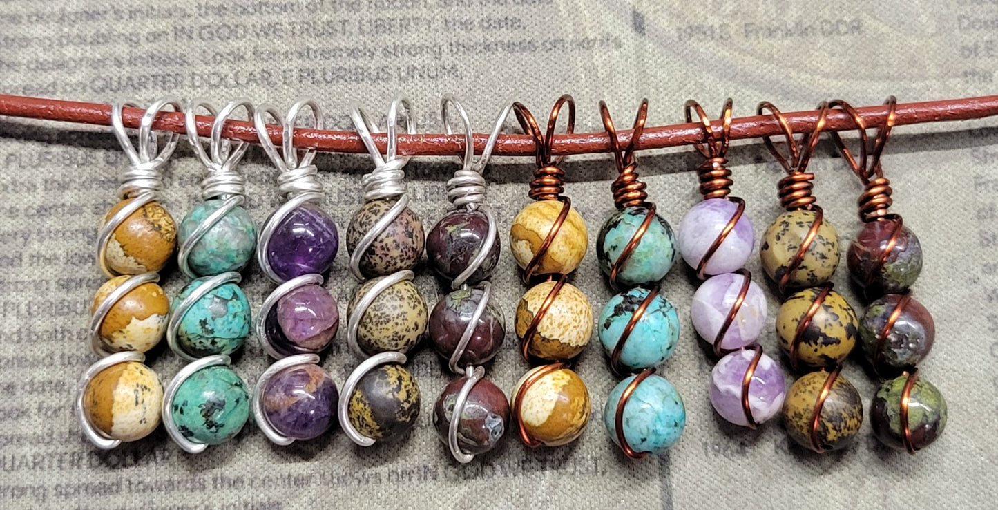Round Gemstone Wrapped Pendant