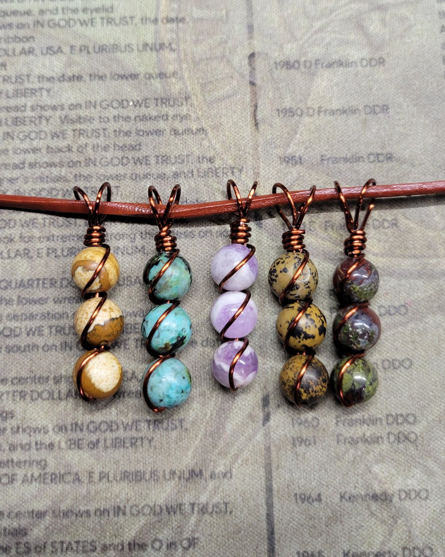 Round Gemstone Wrapped Pendant