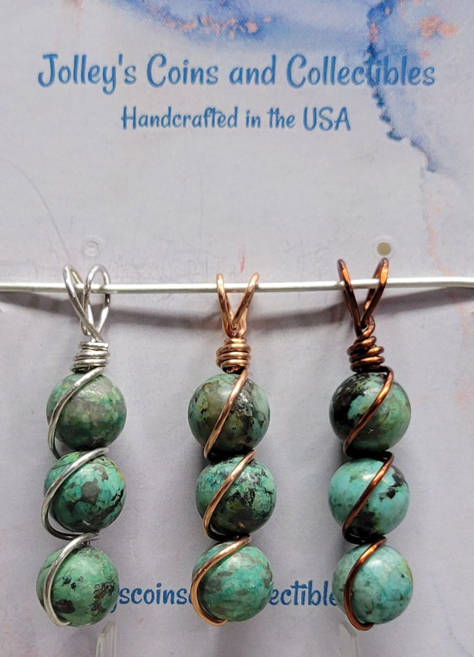 Round Gemstone Wrapped Pendant
