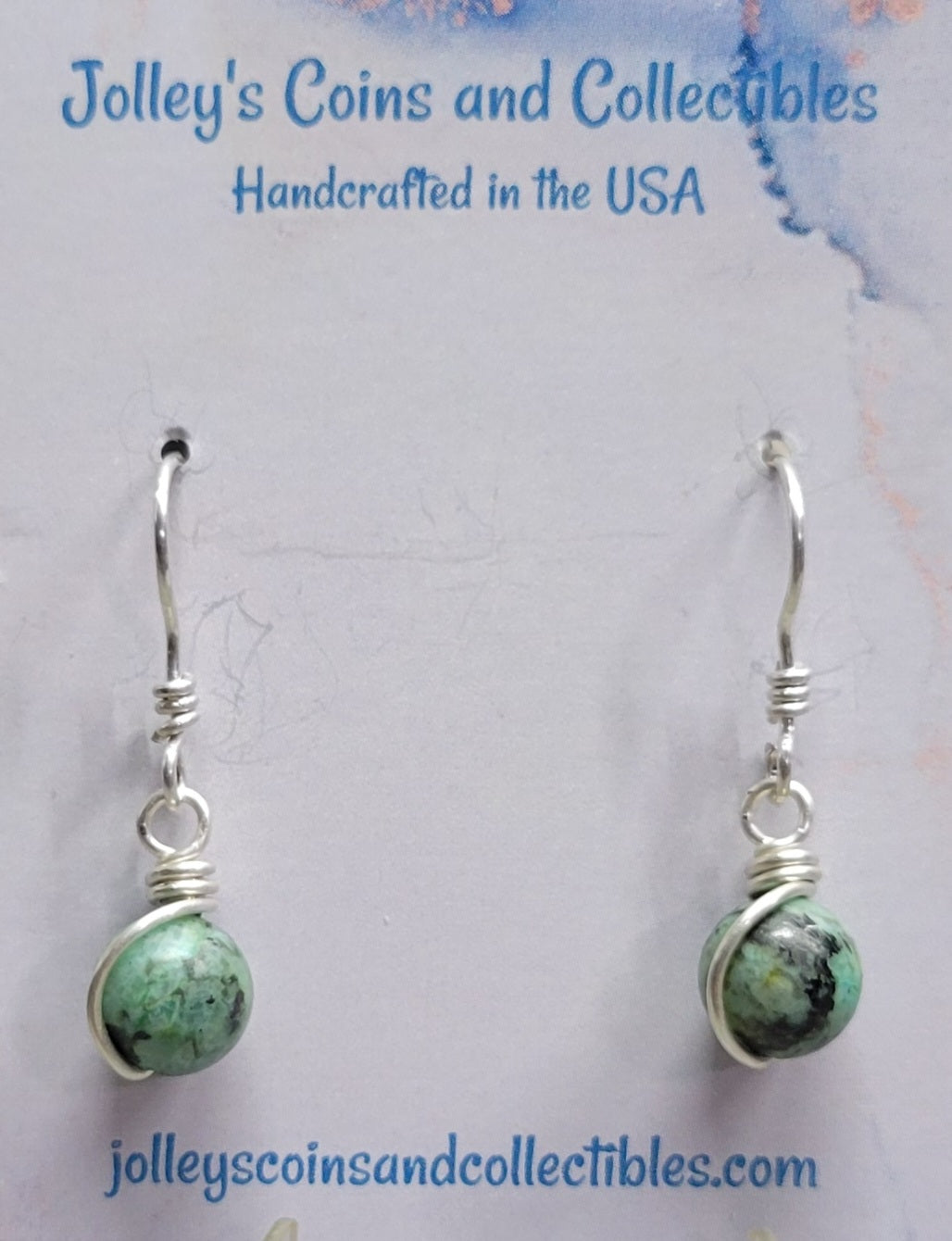 Round Gemstone Earrings Wrapped in 92.5% Silver Wire