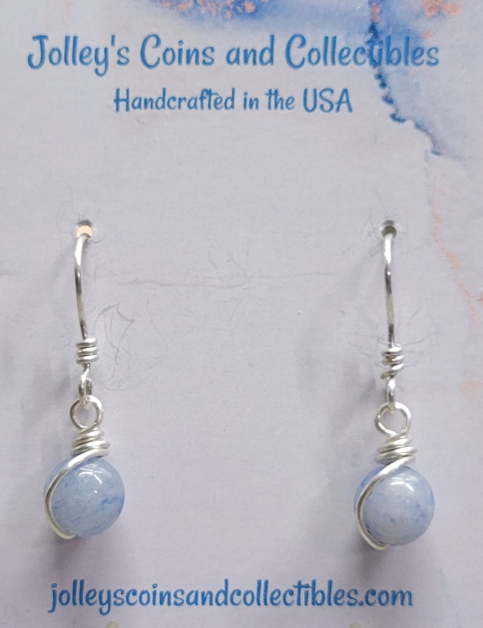 Round Gemstone Earrings Wrapped in 92.5% Silver Wire