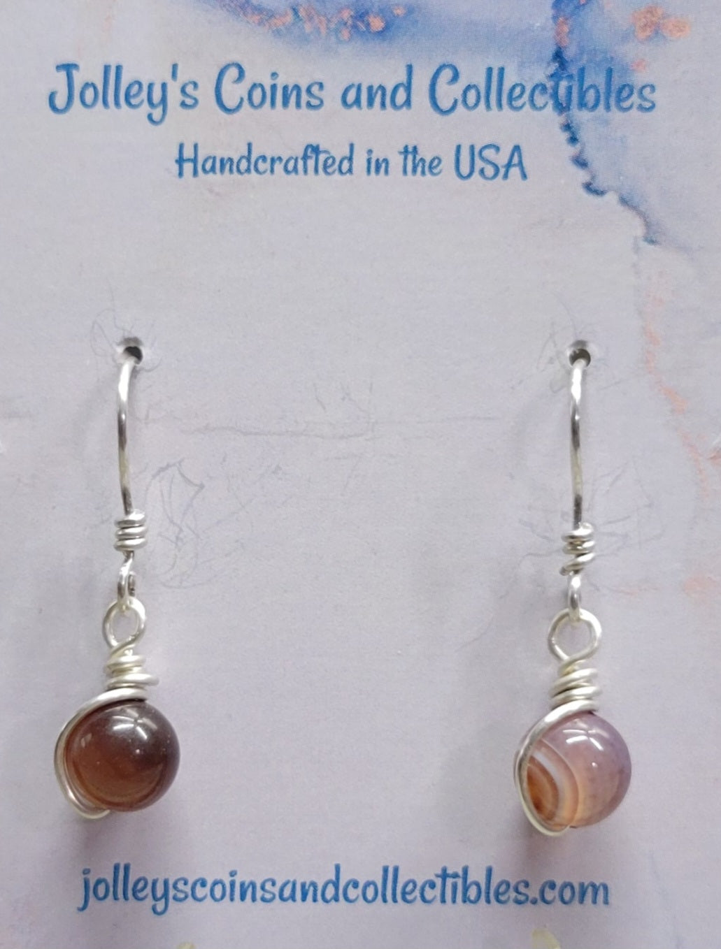 Round Gemstone Earrings Wrapped in 92.5% Silver Wire