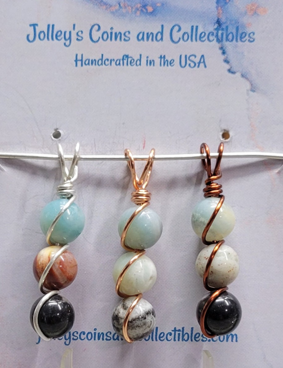 Round Gemstone Wrapped Pendant