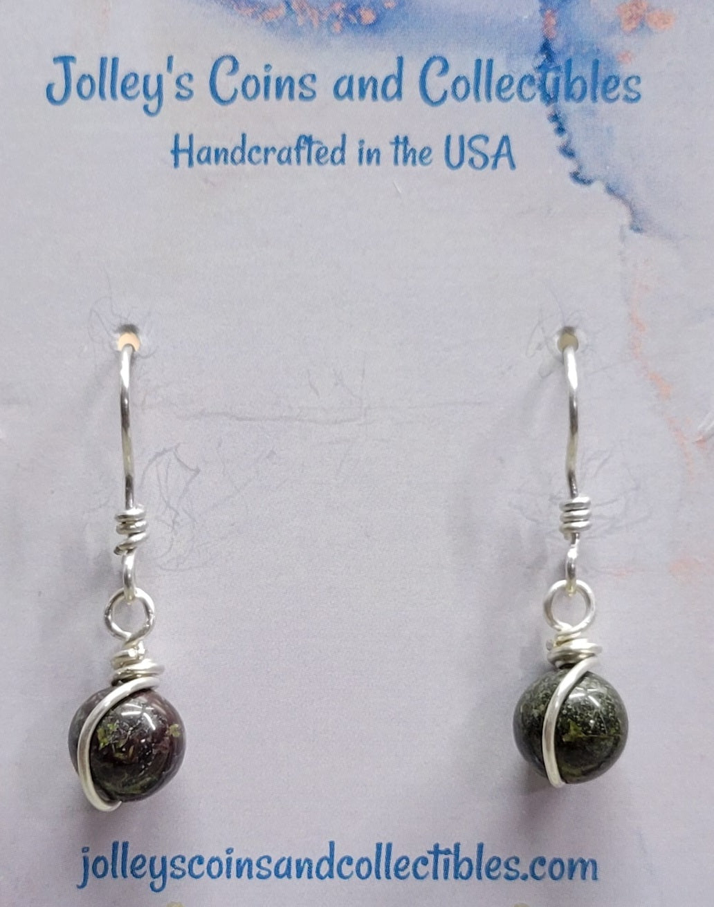 Round Gemstone Earrings Wrapped in 92.5% Silver Wire