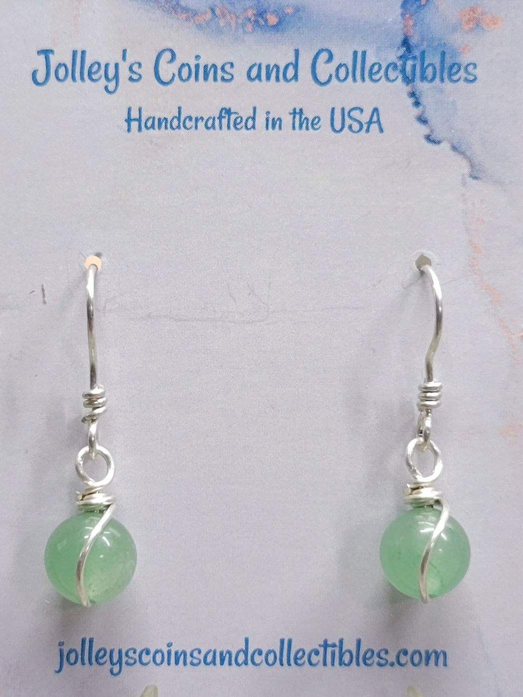 Round Gemstone Earrings Wrapped in 92.5% Silver Wire
