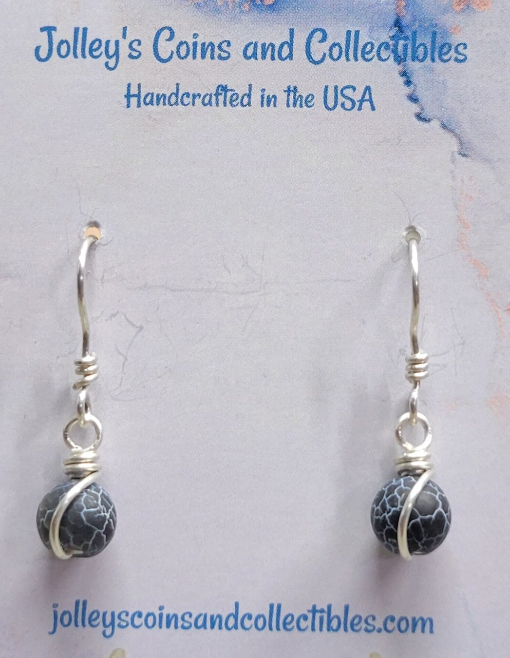 Round Gemstone Earrings Wrapped in 92.5% Silver Wire