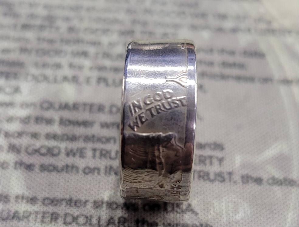 Walking Liberty half dollar coin ring.