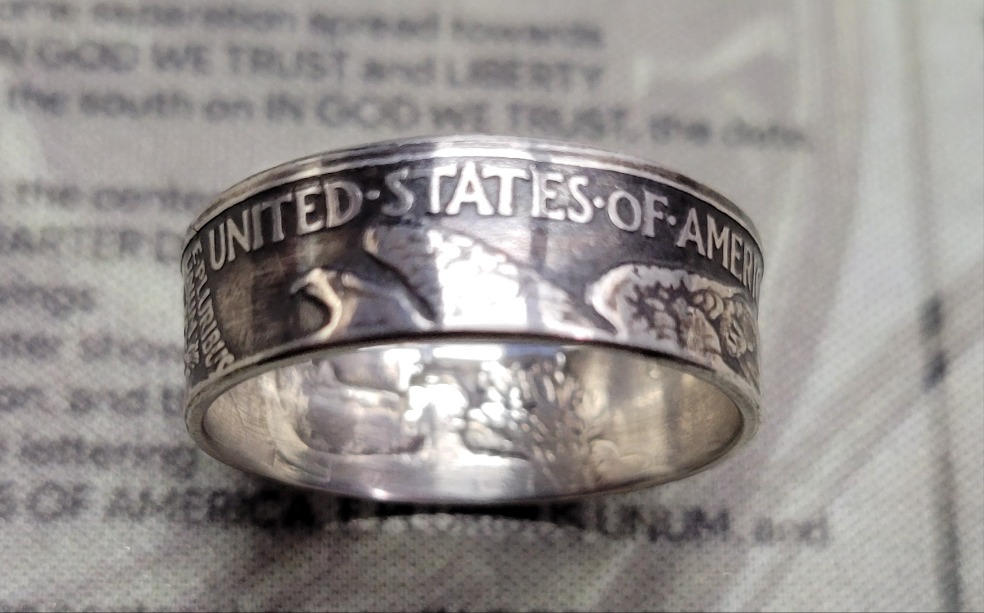 Walking Liberty half dollar coin ring.