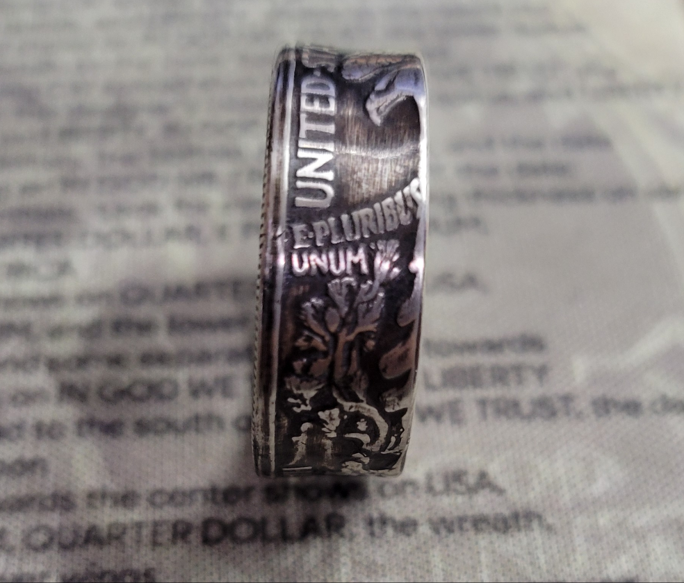 Walking Liberty half dollar coin ring.