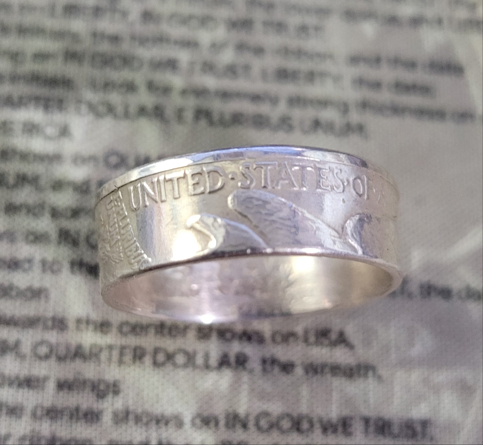 Walking Liberty half dollar coin ring.