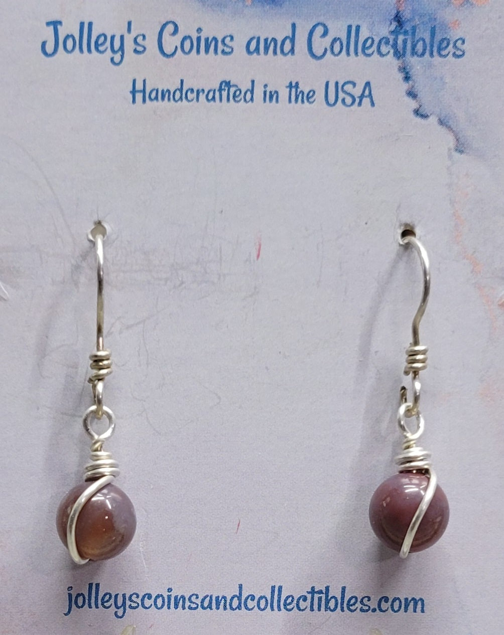 Round Gemstone Earrings Wrapped in 92.5% Silver Wire
