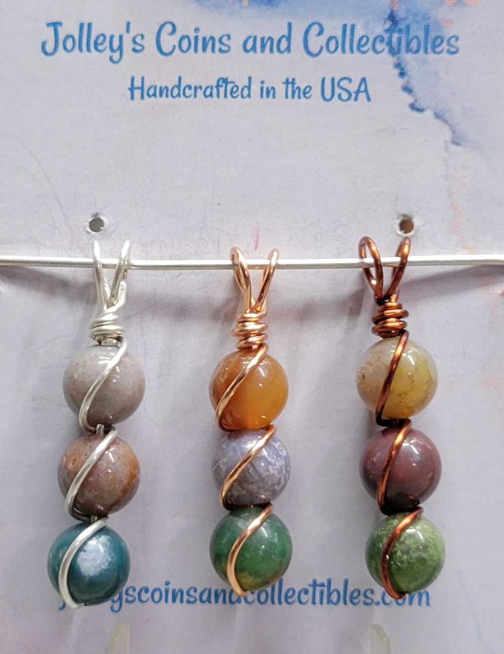 Round Gemstone Wrapped Pendant