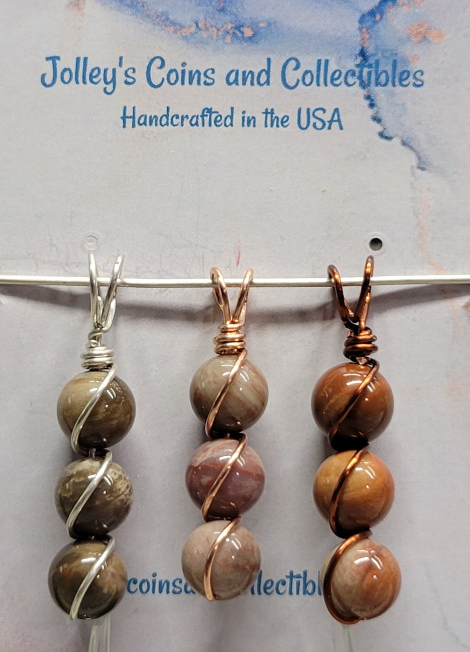 Round Gemstone Wrapped Pendant