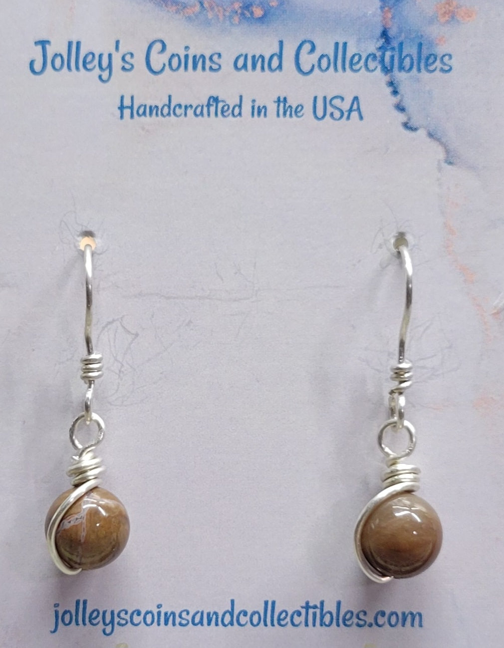 Round Gemstone Earrings Wrapped in 92.5% Silver Wire