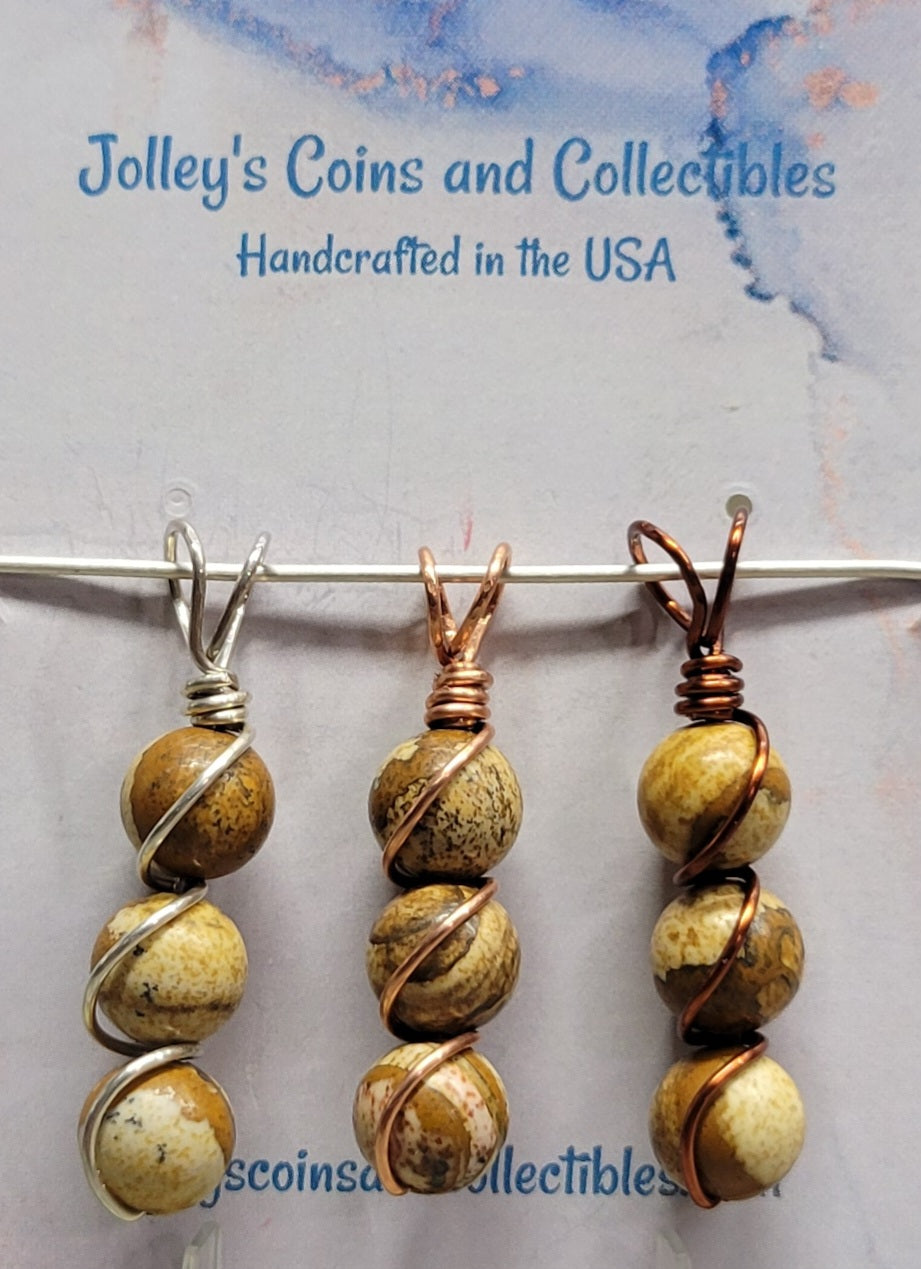 Round Gemstone Wrapped Pendant
