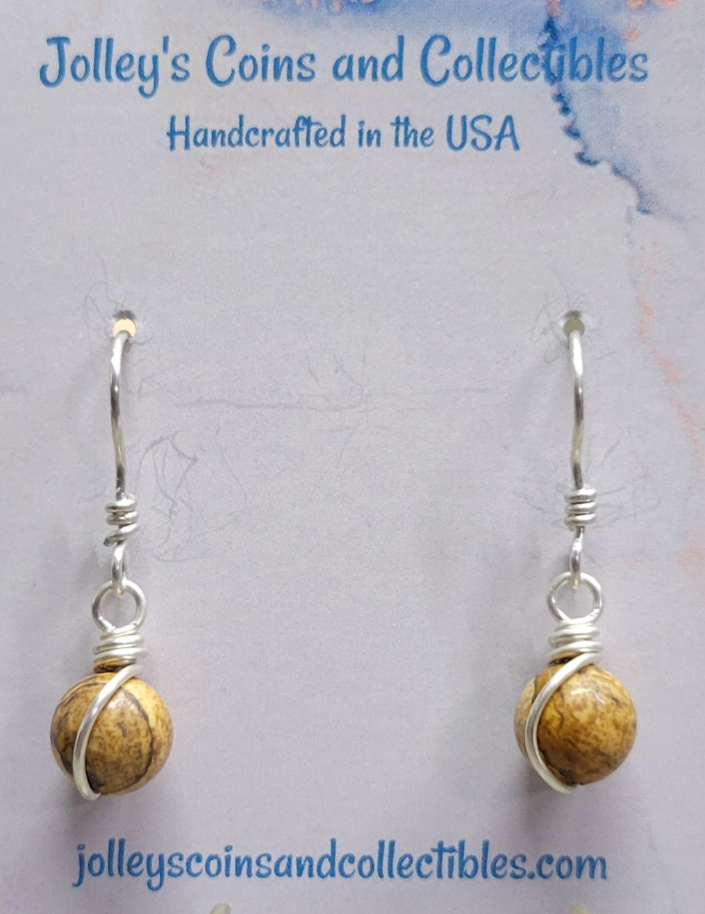 Round Gemstone Earrings Wrapped in 92.5% Silver Wire