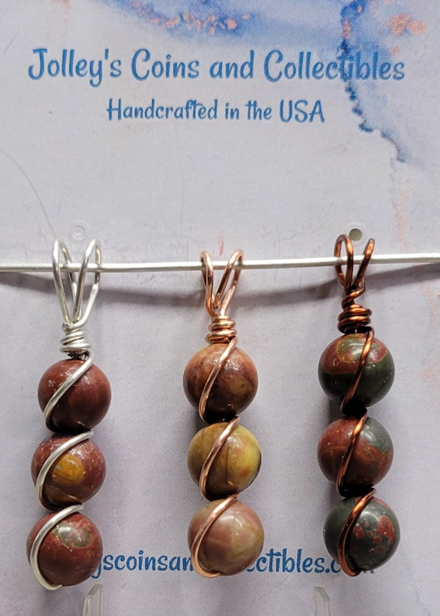 Round Gemstone Wrapped Pendant