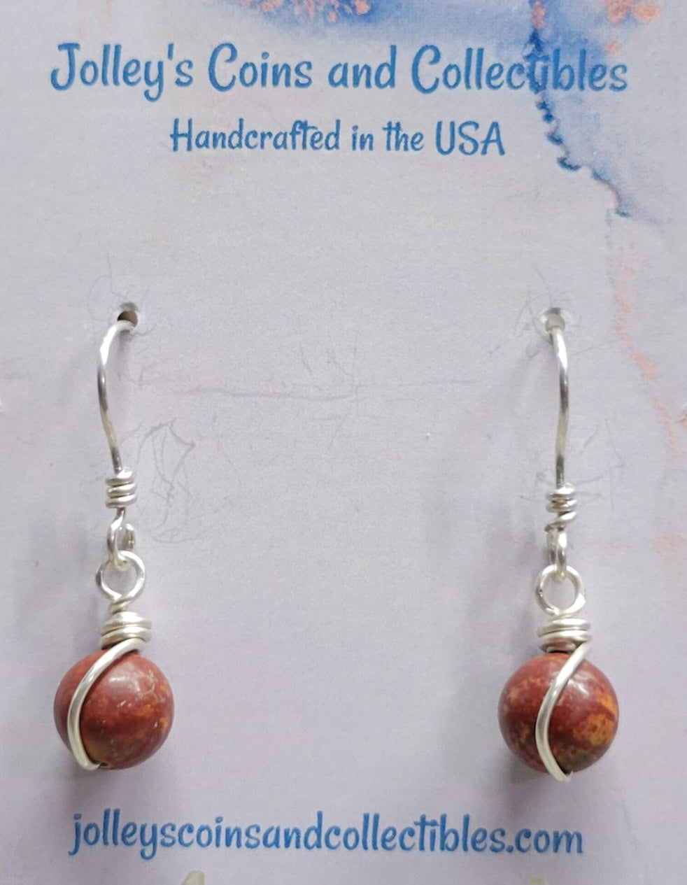 Round Gemstone Earrings Wrapped in 92.5% Silver Wire