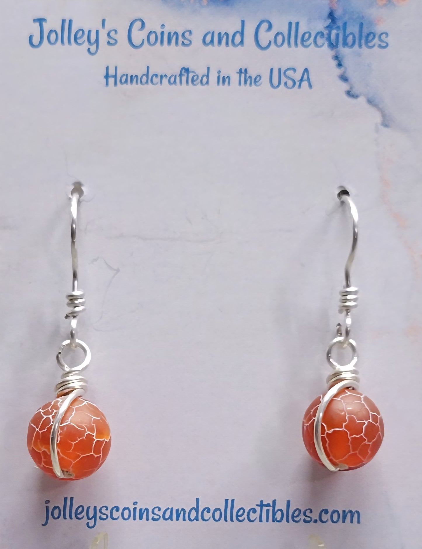 Round Gemstone Earrings Wrapped in 92.5% Silver Wire