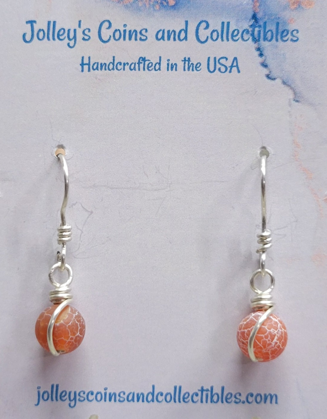 Round Gemstone Earrings Wrapped in 92.5% Silver Wire