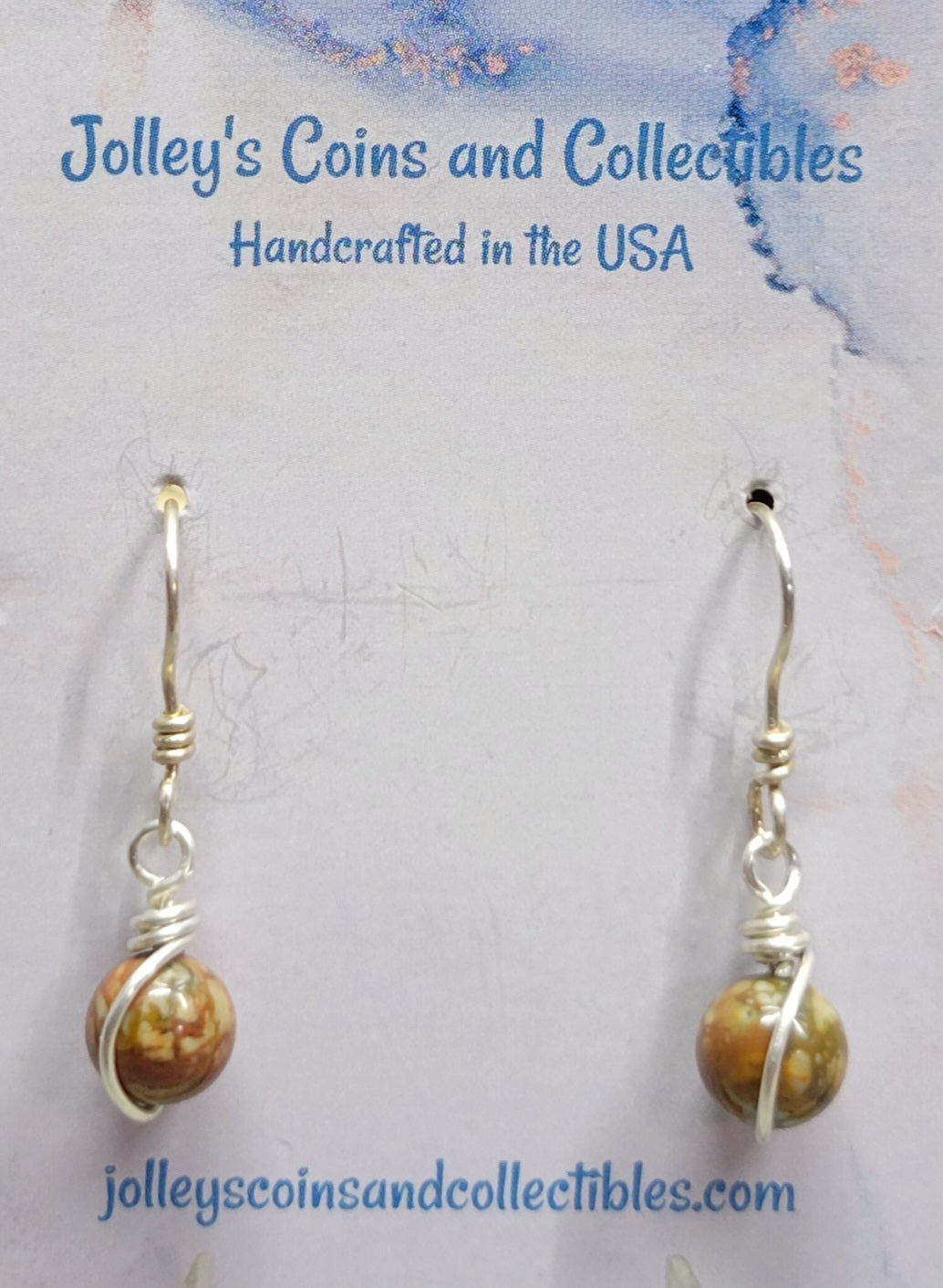 Round Gemstone Earrings Wrapped in 92.5% Silver Wire