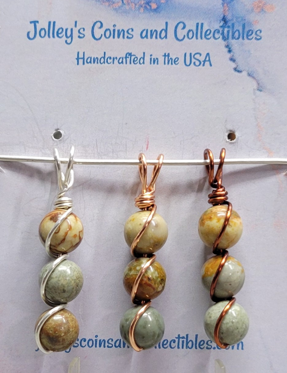 Round Gemstone Wrapped Pendant