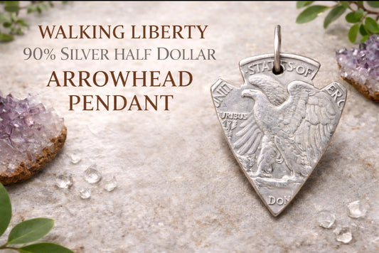 Random date Walking Liberty half dollar arrowhead pendant