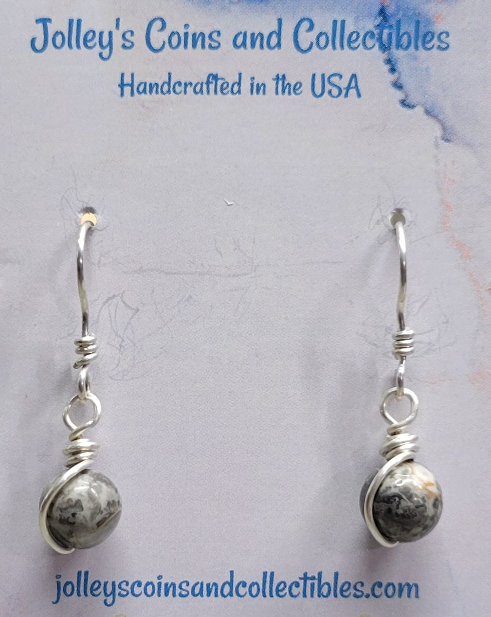 Round Gemstone Earrings Wrapped in 92.5% Silver Wire