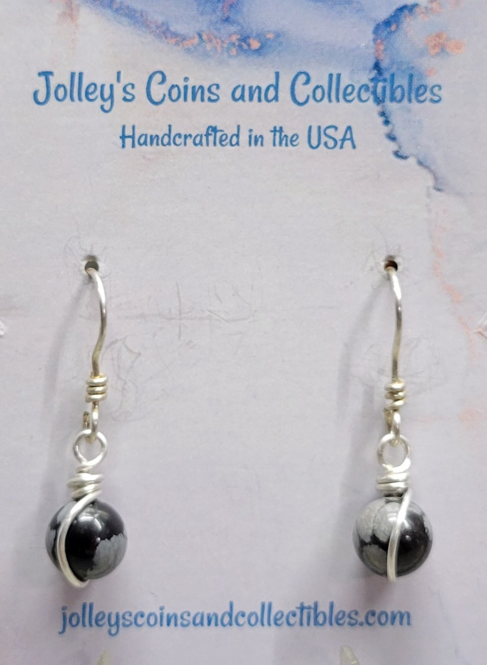 Round Gemstone Earrings Wrapped in 92.5% Silver Wire