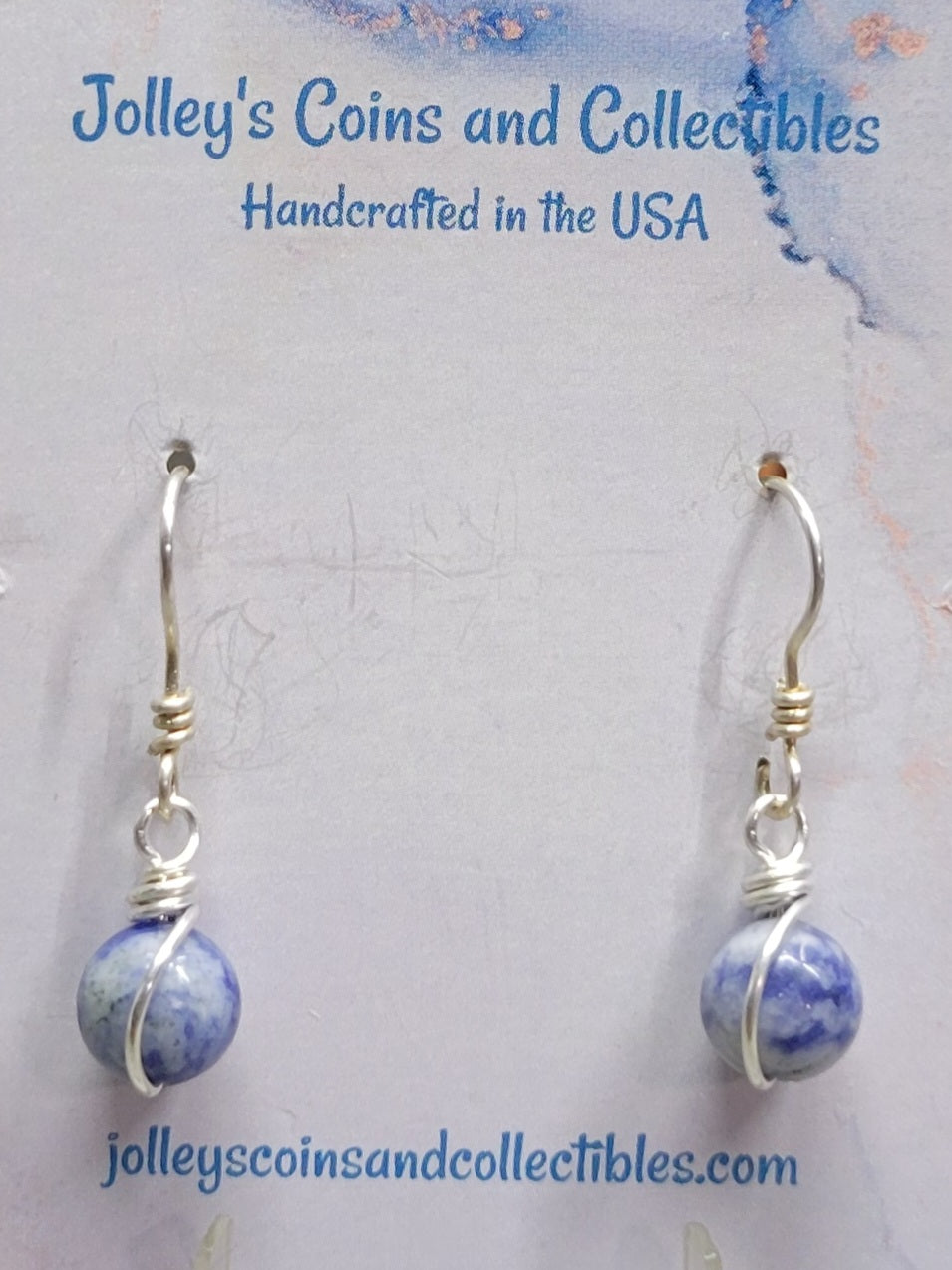 Round Gemstone Earrings Wrapped in 92.5% Silver Wire