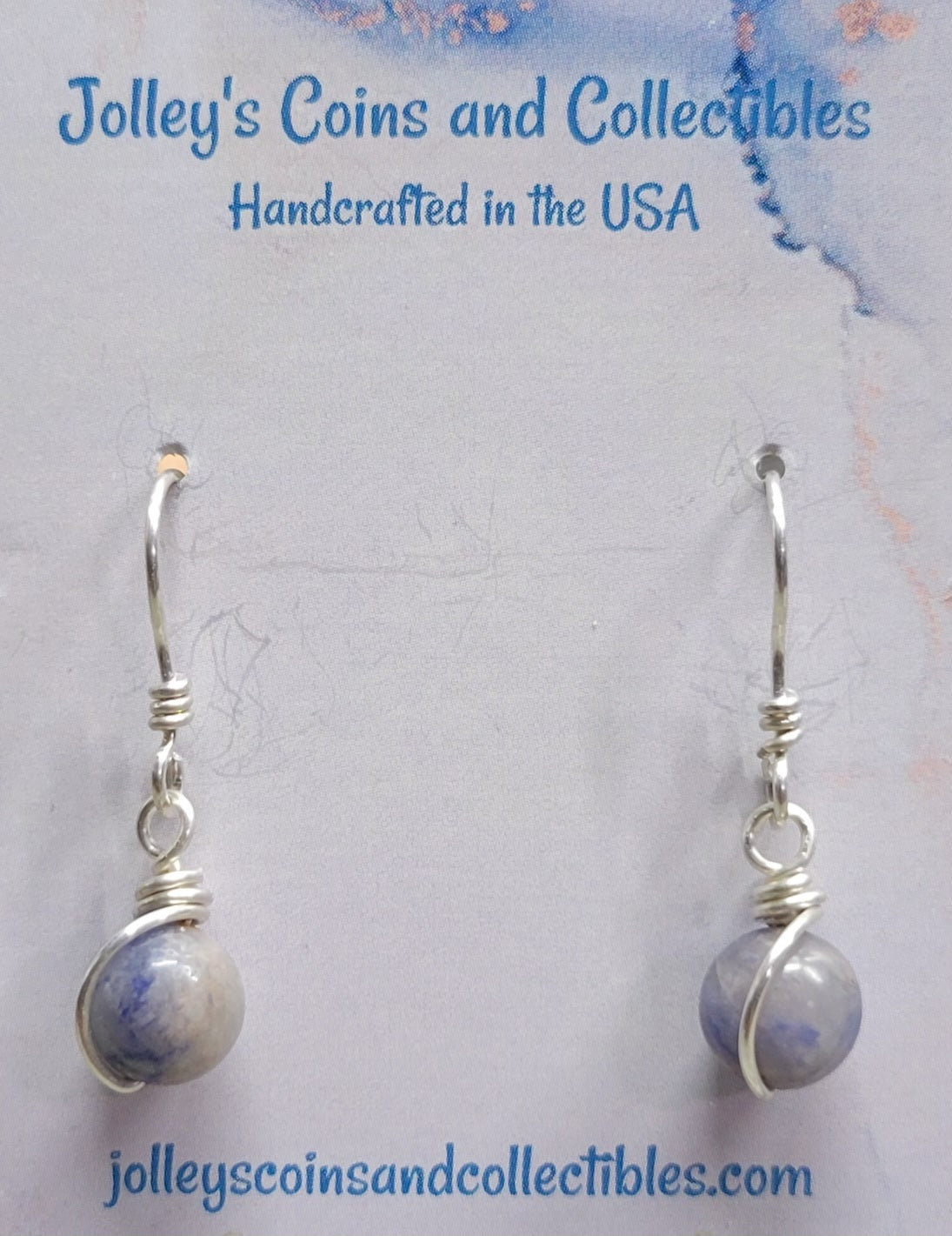 Round Gemstone Earrings Wrapped in 92.5% Silver Wire