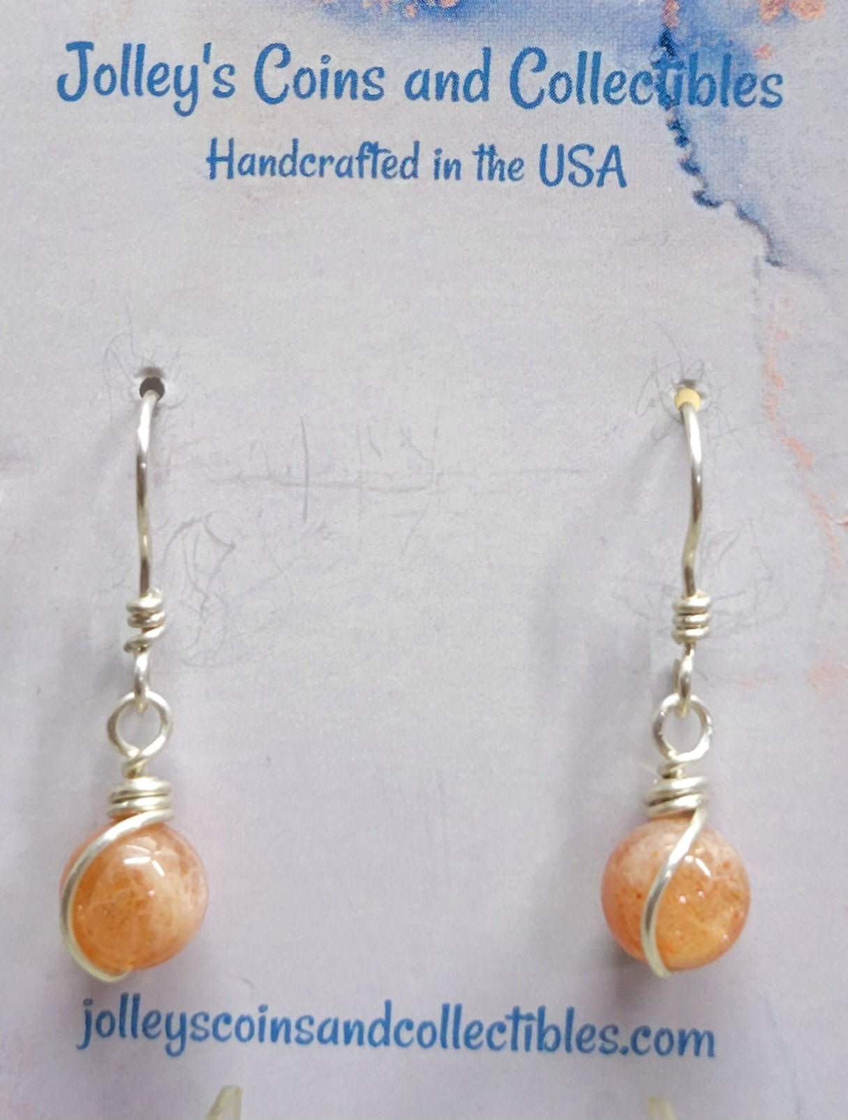 Round Gemstone Earrings Wrapped in 92.5% Silver Wire