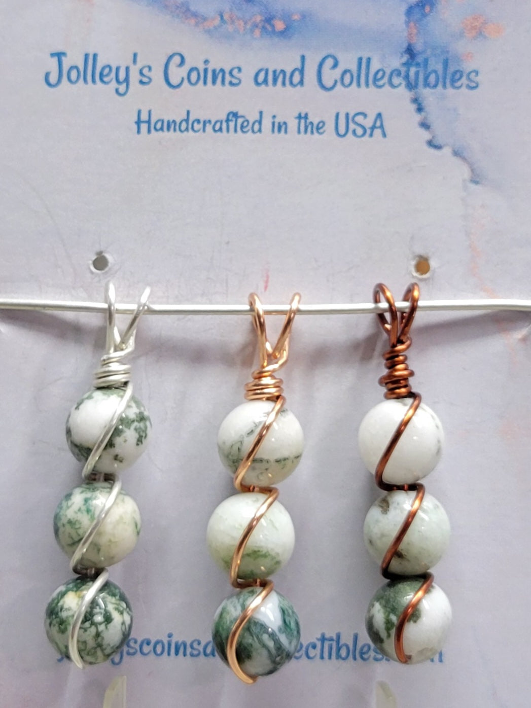Round Gemstone Wrapped Pendant
