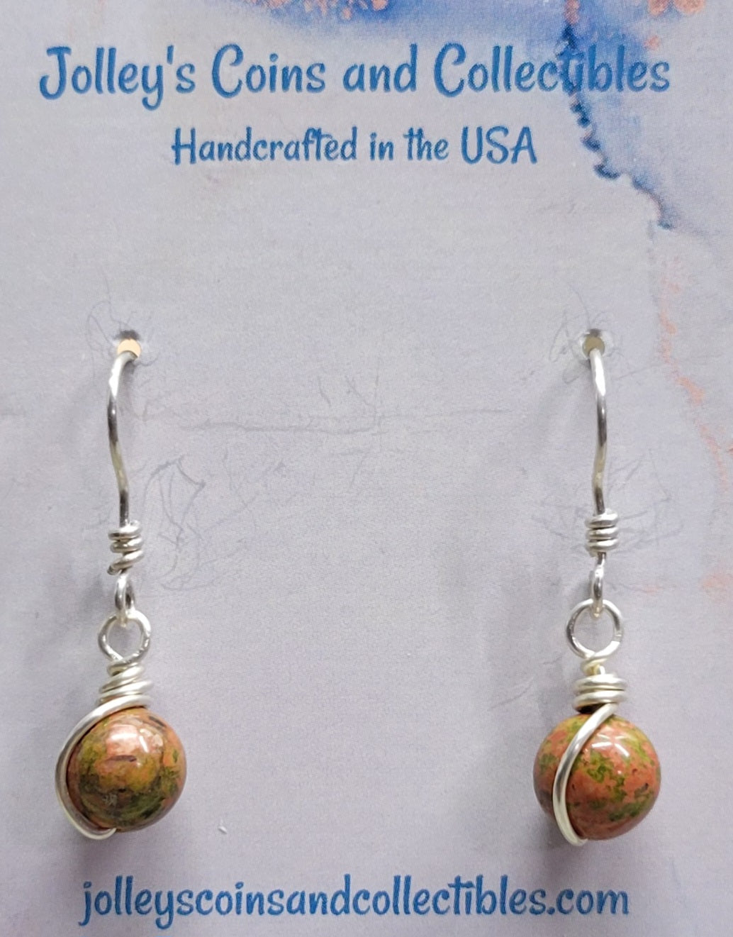 Round Gemstone Earrings Wrapped in 92.5% Silver Wire