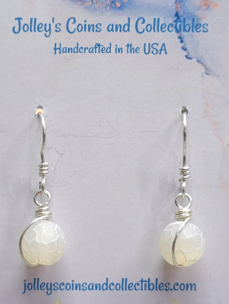 Round Gemstone Earrings Wrapped in 92.5% Silver Wire