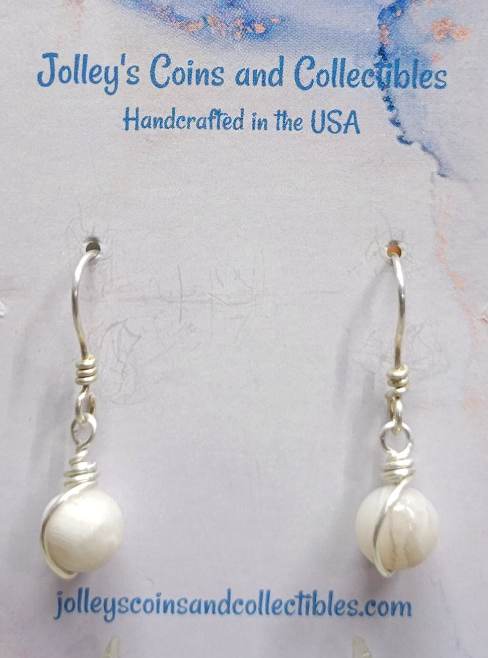 Round Gemstone Earrings Wrapped in 92.5% Silver Wire